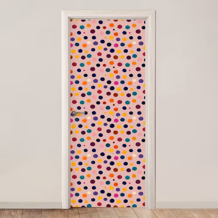 Cirkels - Patroon - Kleurrijk deurposter klein 289 -3d_beige