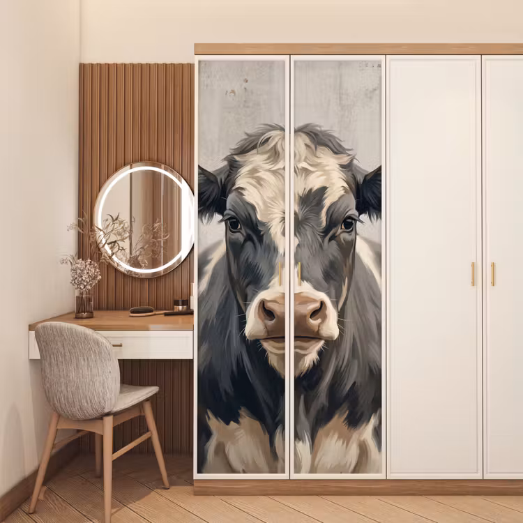 Koe - Portret - Dieren - Modern deurposter klein -sfeer3