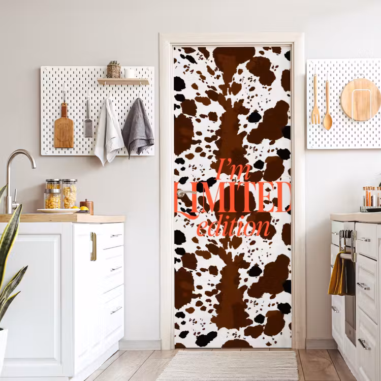 Koeienprint - Limited edition - Rood deurposter klein -sfeer5
