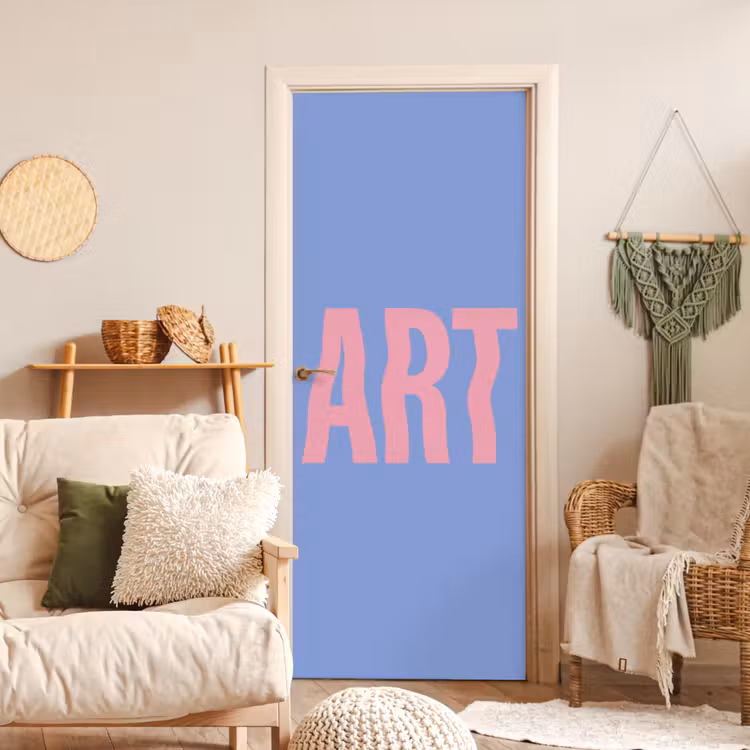 Art - Roze - Blauw deurposter klein -sfeer2