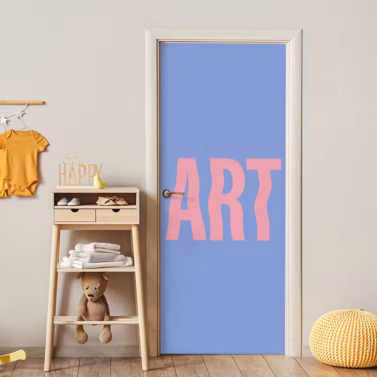 Art - Roze - Blauw deurposter klein -sfeer4