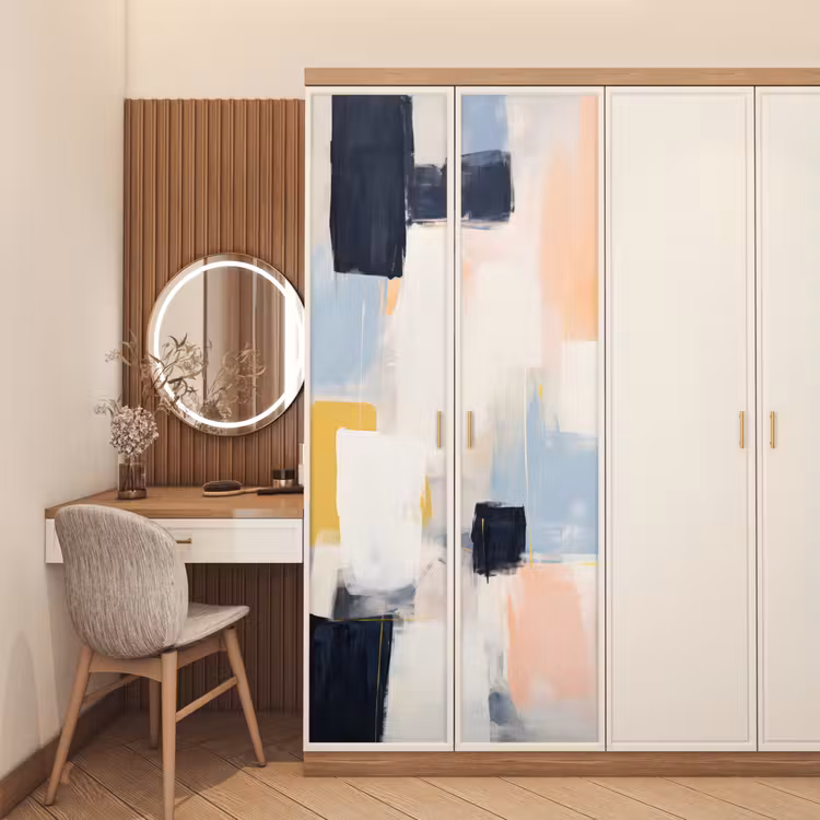 Kunst - Wit - Abstract - Modern deurposter klein -sfeer3