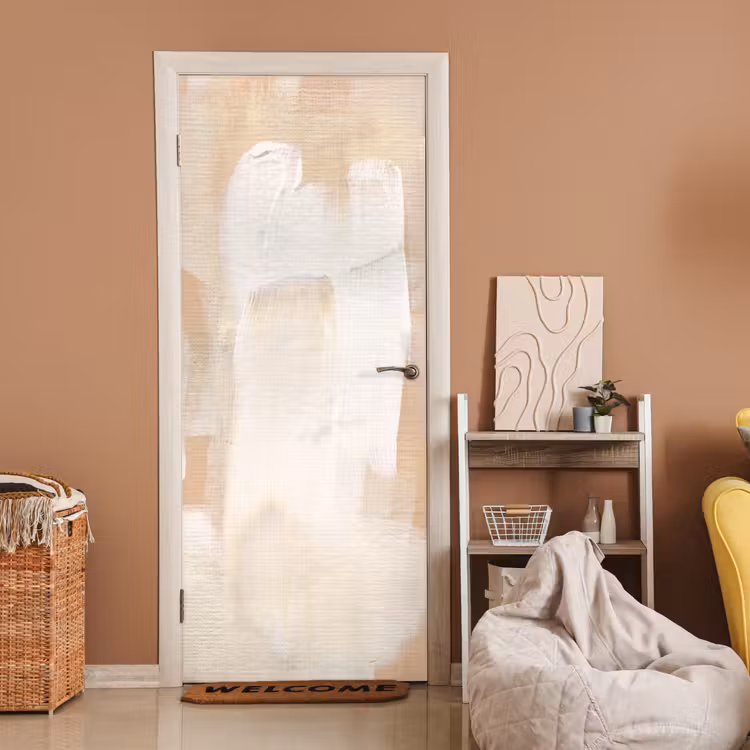 Kunst - Wit - Beige - Modern deurposter klein -sfeer1