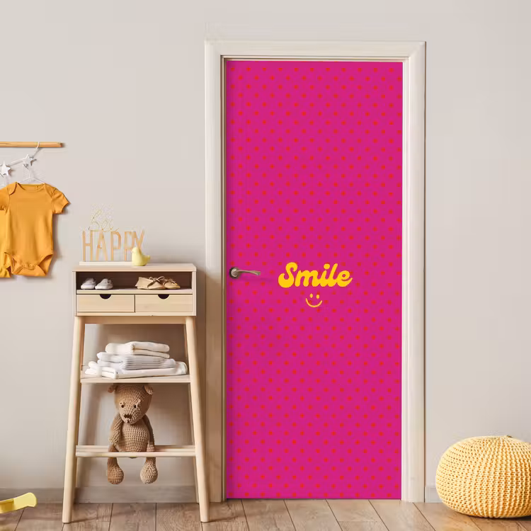 Smile - Stippen - Roze deurposter klein -sfeer4