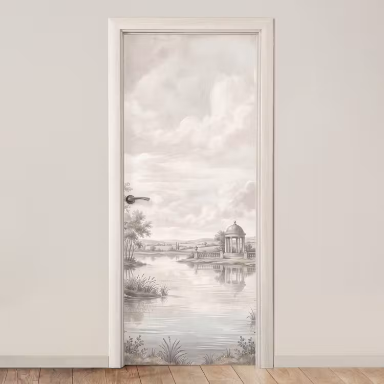 Landschap - Water - Natuur - Sepia deurposter klein -3d_beige