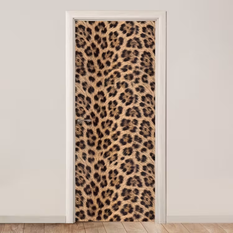 Luipaard - Vacht - Klassiek - Bruin deurposter klein -3d_beige