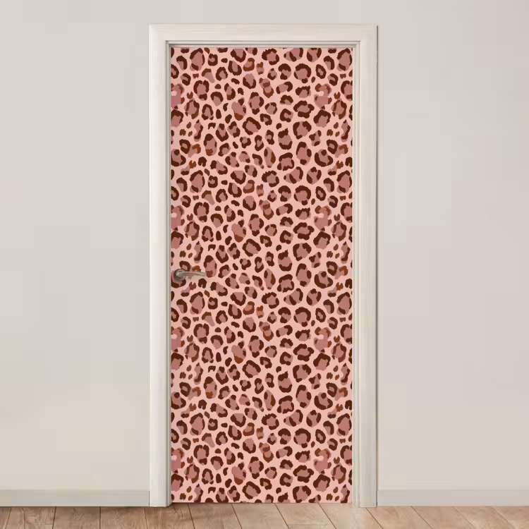 Luipaard - Patroon - Roze deurposter klein 289 -3d_beige