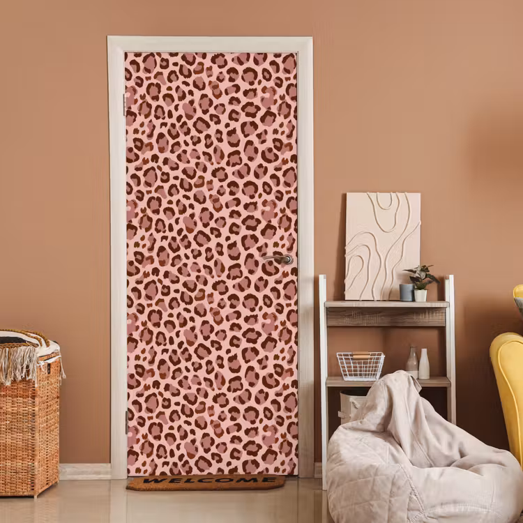Luipaard - Patroon - Roze deurposter klein 289 -sfeer1