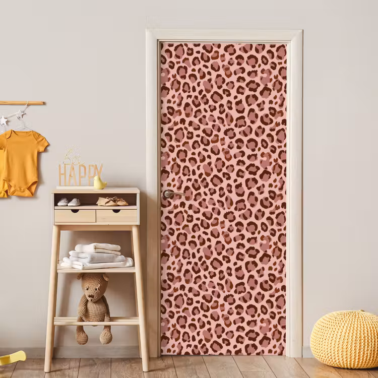 Luipaard - Patroon - Roze deurposter klein 289 -sfeer4