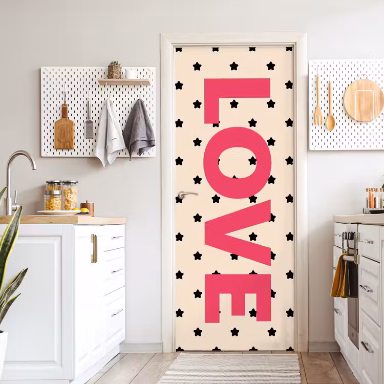 Love - Stippen - Roze deurposter klein -sfeer5