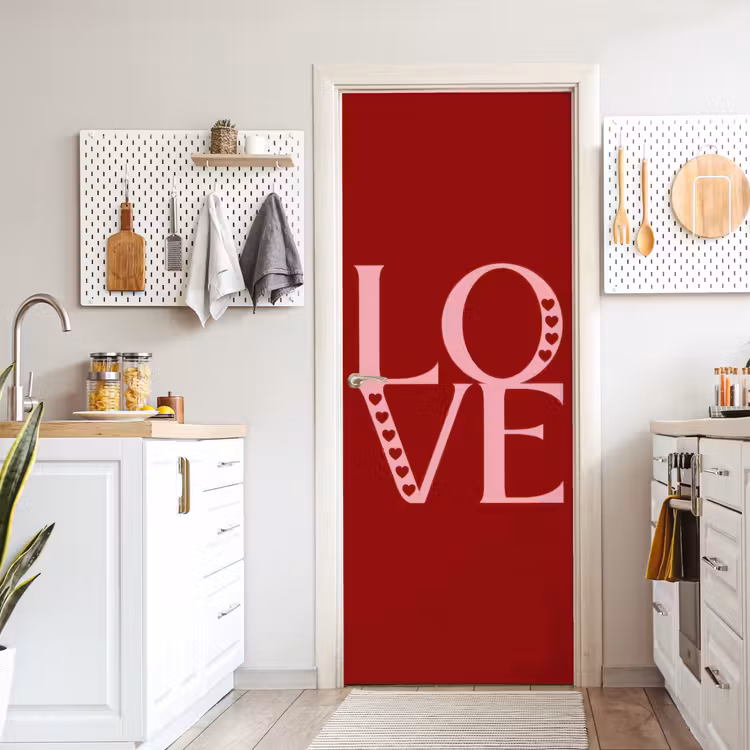 Love - Rood - Hatjes deurposter klein -sfeer5