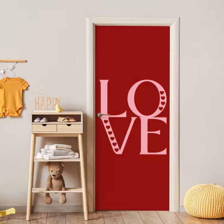 Love - Rood - Hatjes deurposter klein -sfeer4