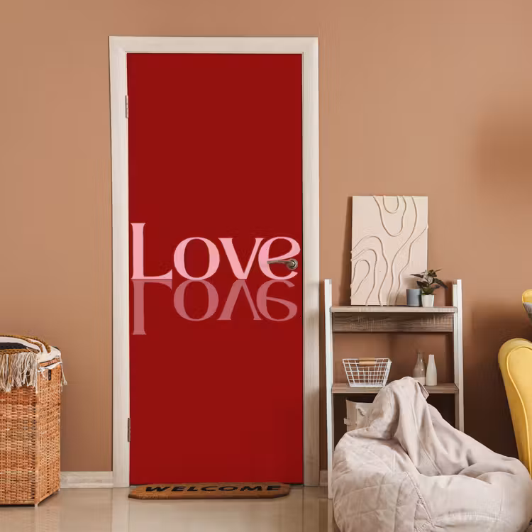 Love - Spiegeling - Rood deurposter klein -sfeer1