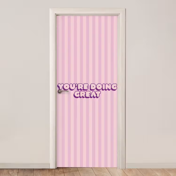Paars - Strepen - You're doing great - Schaduw deurposter klein -3d_beige