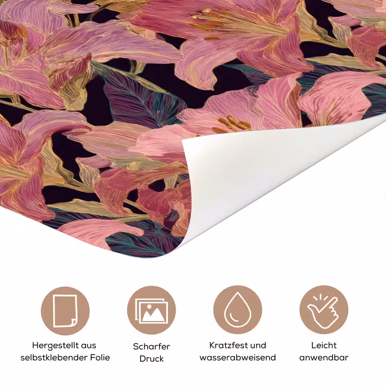Lelies - Patroon - Roze - Goud deurposter klein 289 -tcloseup_DE