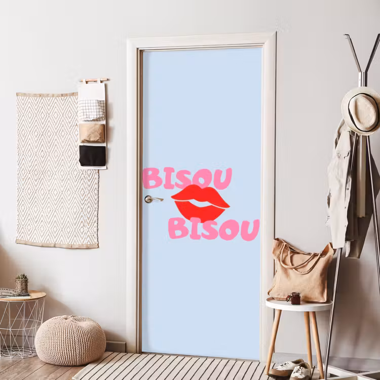 Lippen - Bisou - Blauw deurposter klein -sfeer6