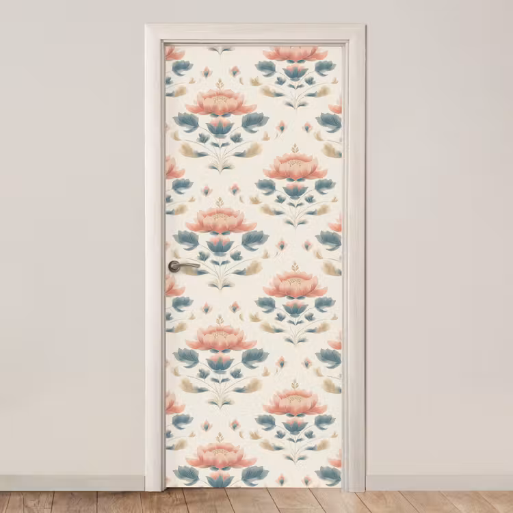 Lotus - Bloemen - Roze deurposter klein 289 -3d_beige