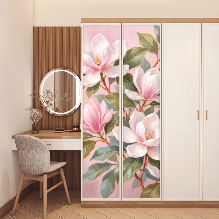 Magnolia's - Patroon - Roze deurposter klein -sfeer3