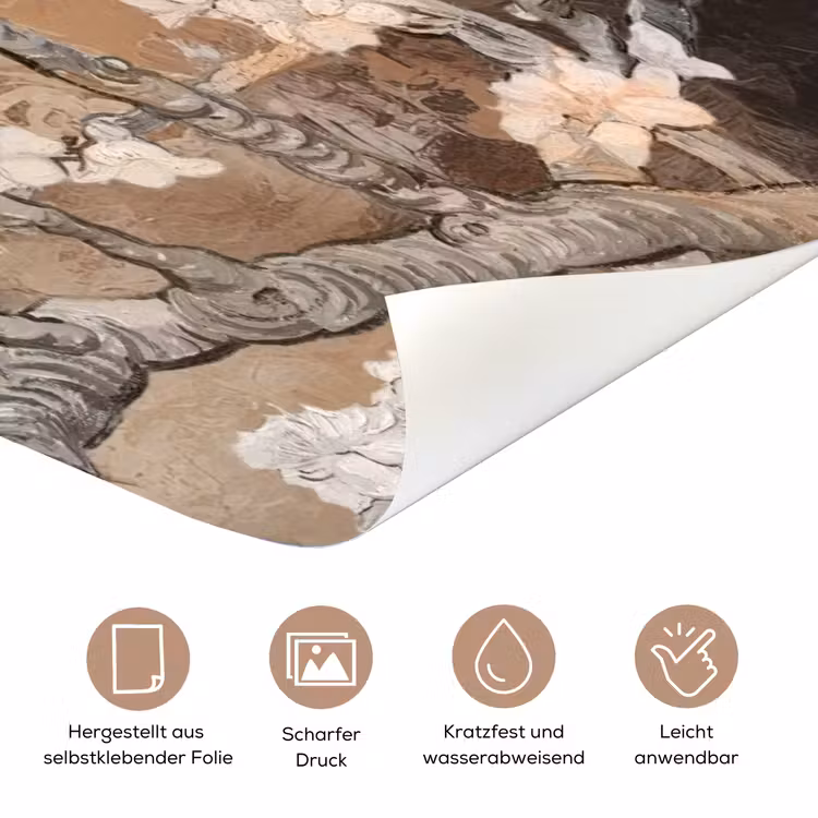 Amandelbloesem - Kunst - Van Gogh - Beige - Abstract deurposter klein -tcloseup_DE