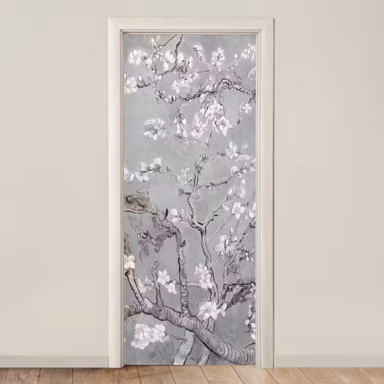 Amandelbloesem - Kunst - Van Gogh - Grijs deurposter klein -3d_beige