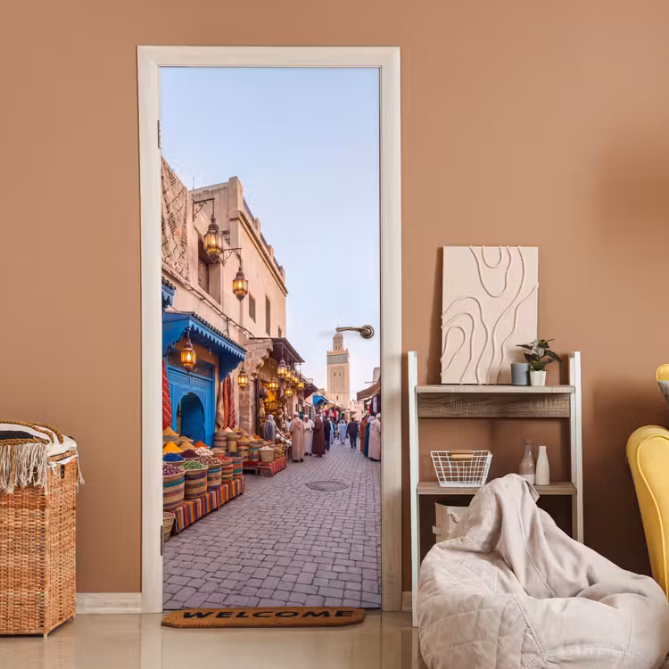 Türtapete - Markt – Orientalisch – Farbenfroh - Markt - Oosters - Kleurrijk deurposter klein