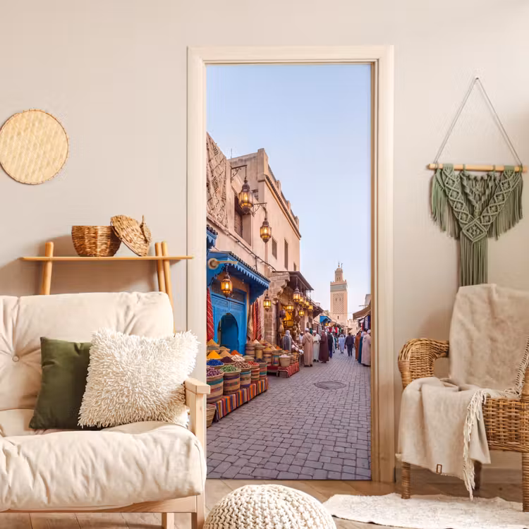 Türtapete - Markt – Orientalisch – Farbenfroh - Markt - Oosters - Kleurrijk deurposter klein