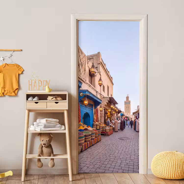 Türtapete - Markt – Orientalisch – Farbenfroh - Markt - Oosters - Kleurrijk deurposter klein