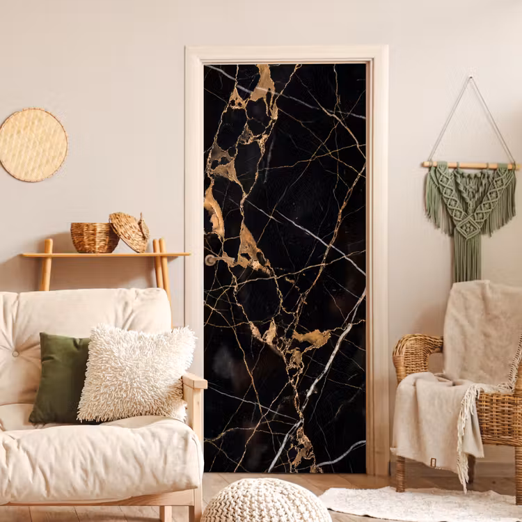 Marmer - Goud - Abstract - Zwart deurposter klein -sfeer2