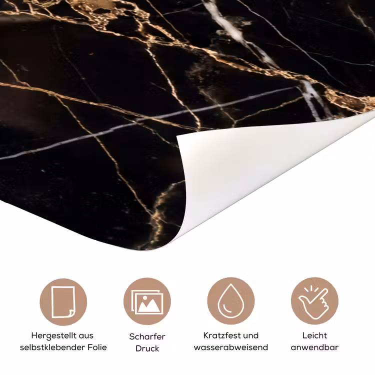 Marmer - Goud - Abstract - Zwart deurposter klein -tcloseup_DE