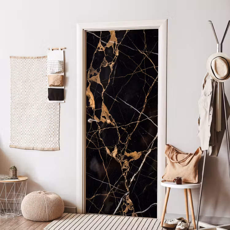 Marmer - Goud - Abstract - Zwart deurposter klein -sfeer6