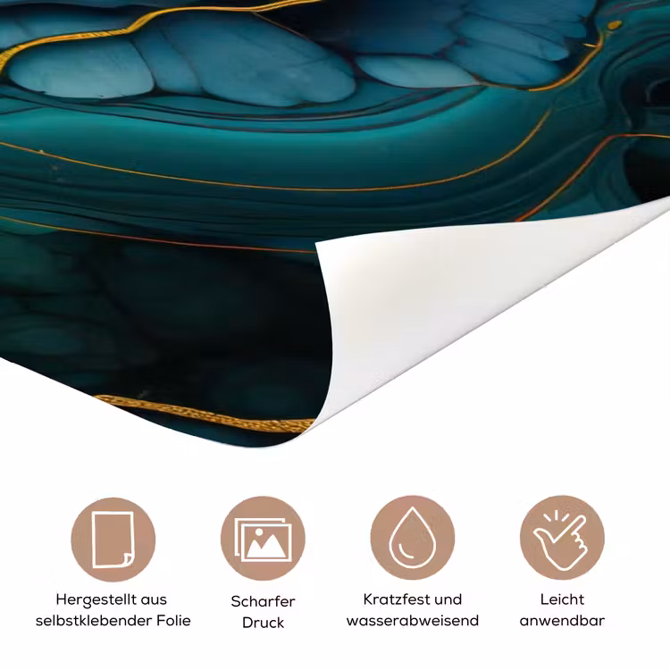 Marmer - Goud - Blauw groen - Abstract - Turquoise deurposter klein -tcloseup_DE