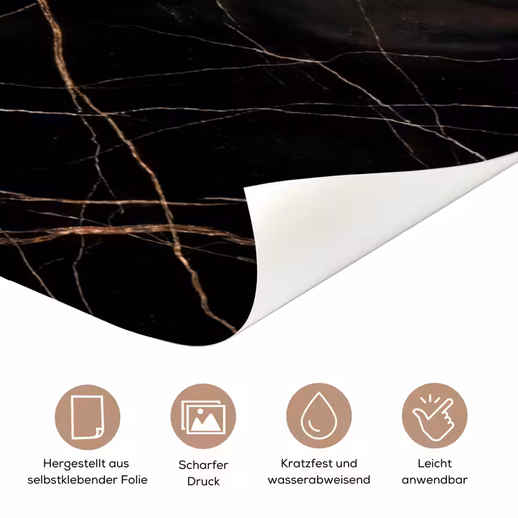 Marmer - Goud - Patroon - Luxe - Zwart deurposter klein -tcloseup_DE