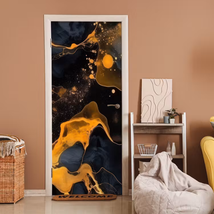 Marmer - Goud - Zwart - Abstract - Modern deurposter klein -sfeer1
