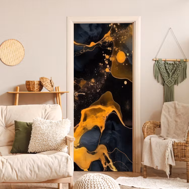 Marmer - Goud - Zwart - Abstract - Modern deurposter klein -sfeer2