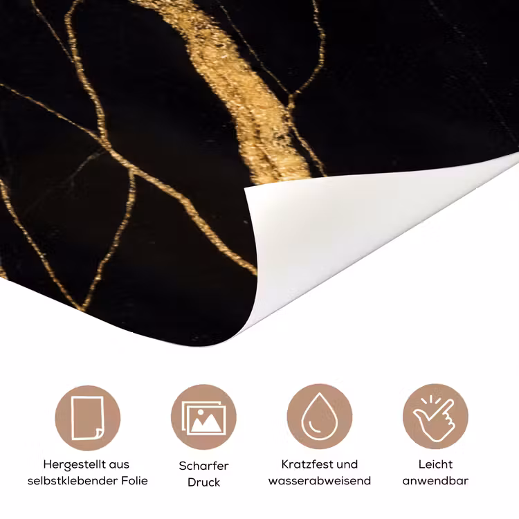 Marmer - Goud - Textuur - Abstract - Zwart deurposter klein -tcloseup_DE