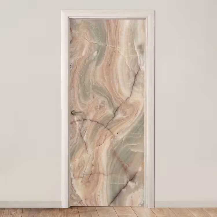 Marmer - Patroon - Abstract - Beige - Groen deurposter klein -3d_beige