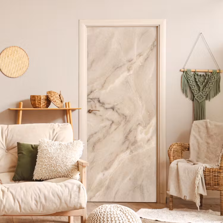 Marmer - Patroon - Abstract - Modern - Beige deurposter klein -sfeer2