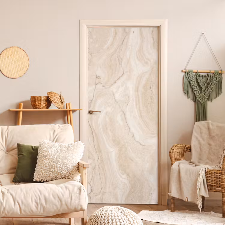 Marmer - Patroon - Beige - Steen - Abstract deurposter klein -sfeer2