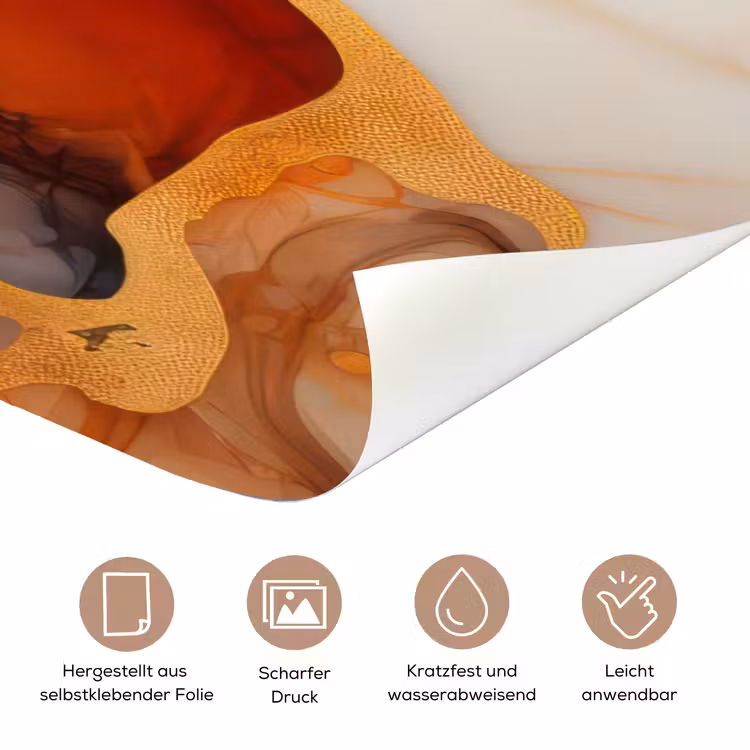 Marmer - Oranje - Goud - Modern - Abstract deurposter klein -tcloseup_DE