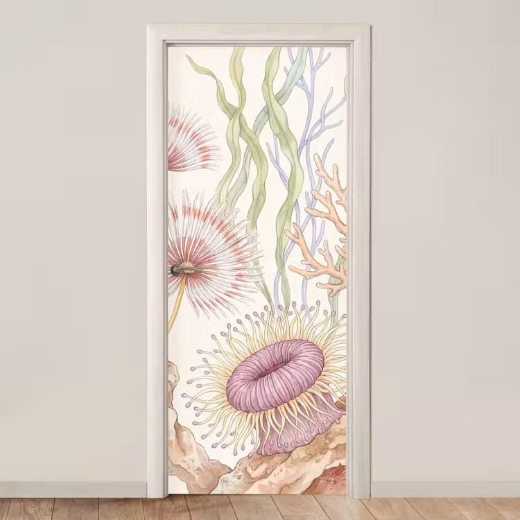 Zeeleven - Koraal - Onderwater - Illustratie - Kleurrijk deurposter klein -3d_beige