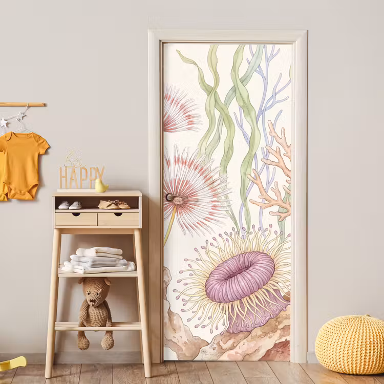 Zeeleven - Koraal - Onderwater - Illustratie - Kleurrijk deurposter klein -sfeer4