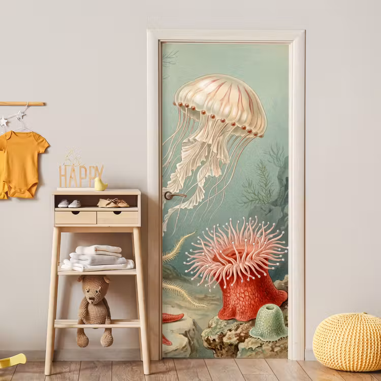Zeeleven - Kwal - Onderwater - Illustratie - Beige deurposter klein -sfeer4