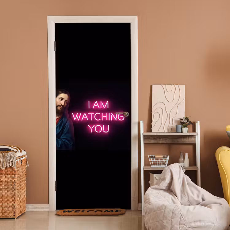 Man - Tekst - Neon deurposter klein -sfeer1