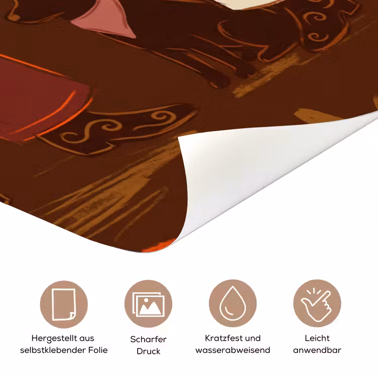 Mensen - Cowboykleding - Westerse stijl - Illustratie - Bruin deurposter klein -tcloseup_DE