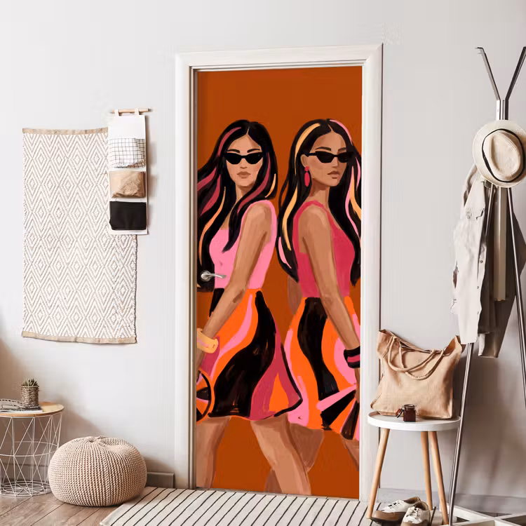 Mensen - Duo - Mode - Illustratie - Kleurrijk deurposter klein -sfeer6