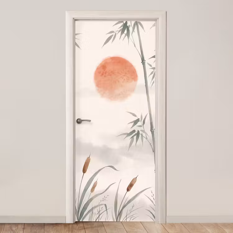 Minimalistisch - Bamboe - Groen deurposter klein -3d_beige