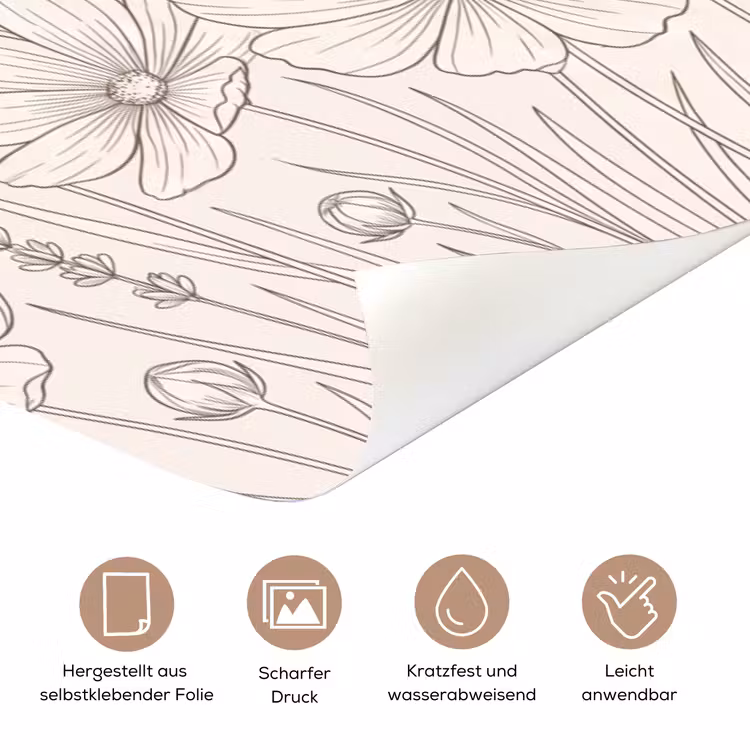 Minimalistisch - Modern - Bloemen - Beige deurposter klein -tcloseup_DE