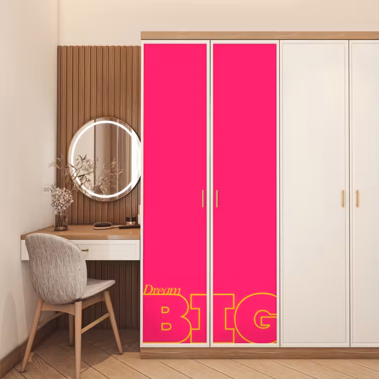 Minimalistisch - Roze - Dream big - Grafisch deurposter klein -sfeer3