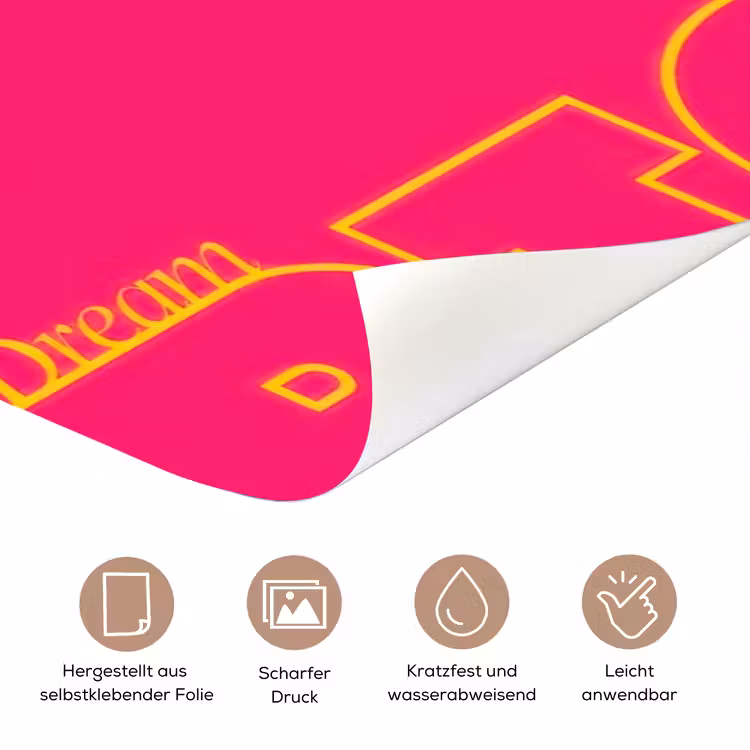 Minimalistisch - Roze - Dream big - Grafisch deurposter klein -tcloseup_DE