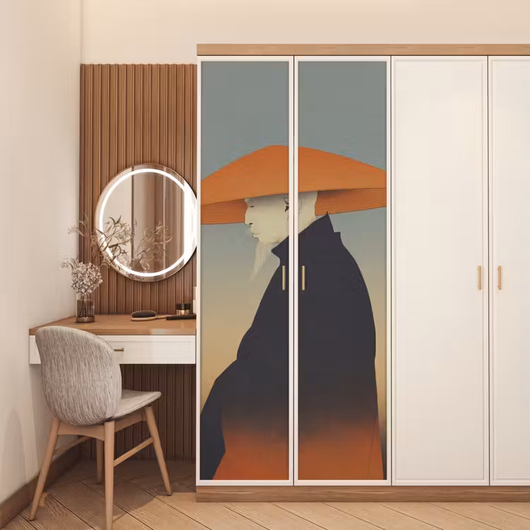 Minimalistisch - Silhouet - Oranje deurposter klein -sfeer3